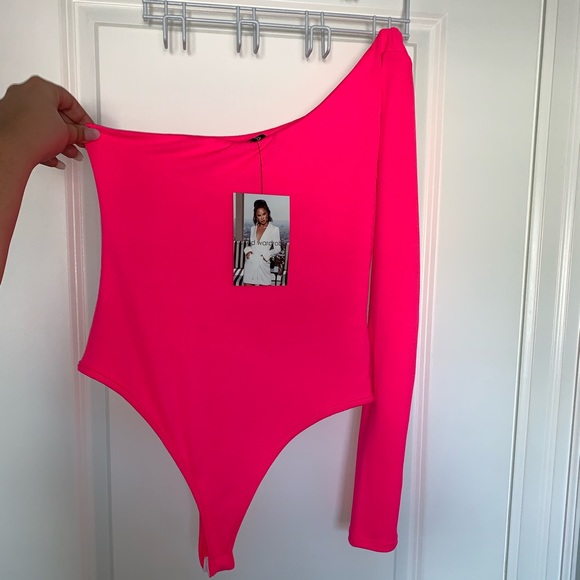 NAKED WARDROBE Side Piece Bodysuit - Hot Pink sz.L - Picture 2 of 3